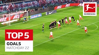 Top 5 Goals Matchday 22 — Lewandowski, Nkunku & More