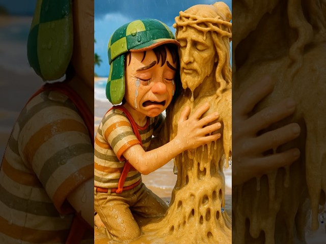 EL CHAVITO HIZO UN JESÚS DE ARENA PERO LO TRATARON MAL