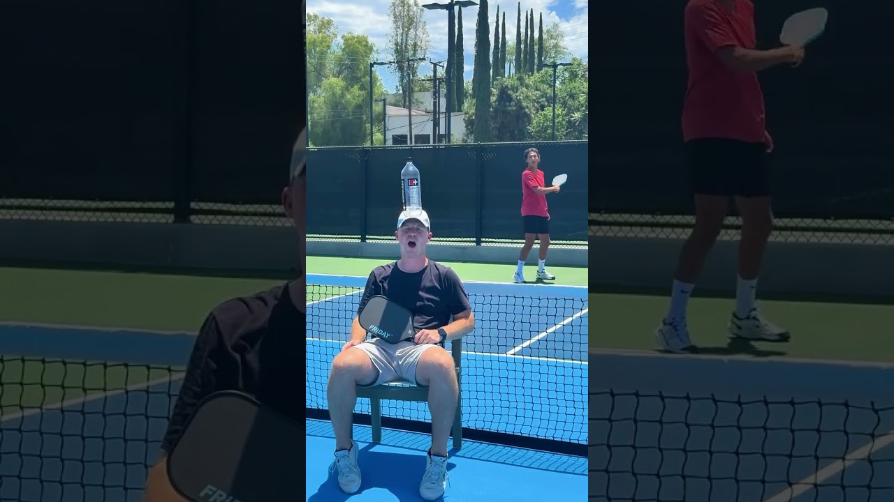 Jake took one for the team 🤣 #pickleball #pickleballtrickshots #pickleballhighlights