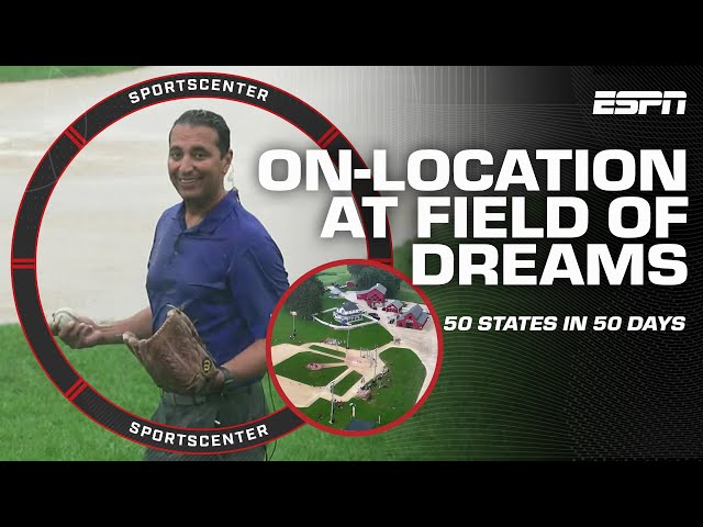 Kevin Negandhi braves the rain at Field of Dreams in Iowa for 50 States in 50 Days | SportsCenter
