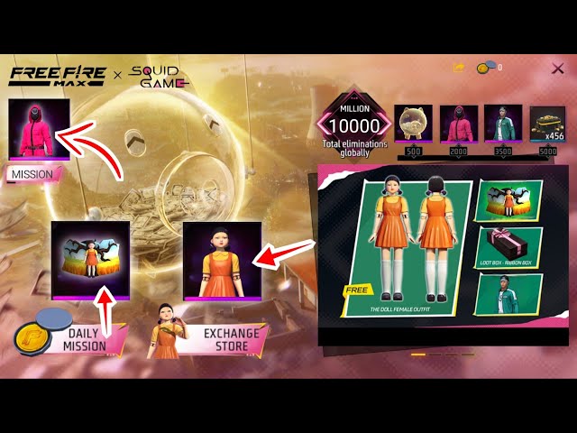 Claim All Reward Squid game event 😲 | free fire squid game event full details |
