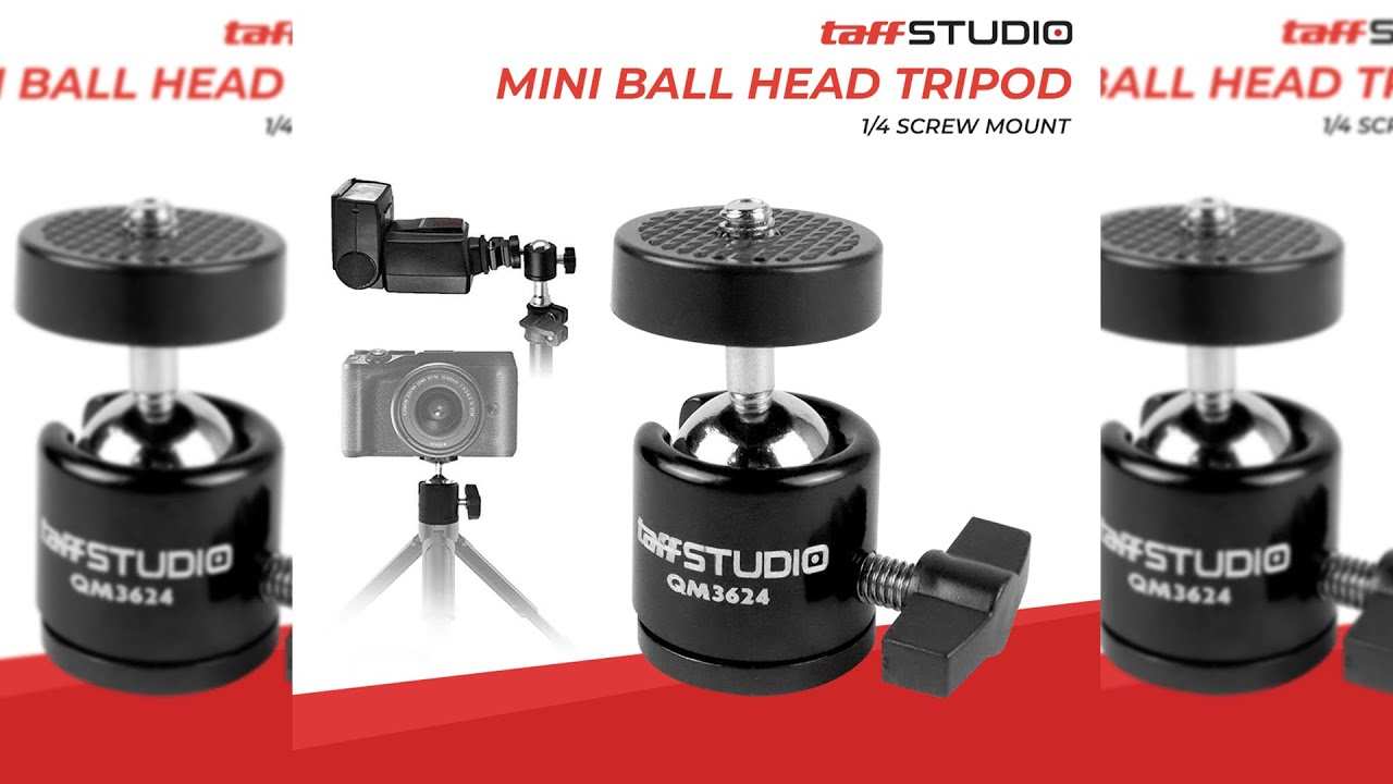 Pratinjau video produk TaffSTUDIO Mini Ball Head Tripod Kamera DSLR 360 Swivel 1/4 Inch - QM3624
