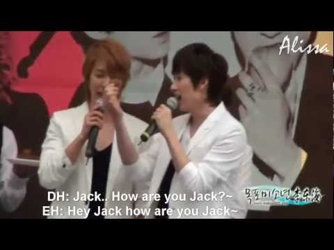 ENG Donghae trying to feed Eunhyuk mouth to mouth - Eunhae