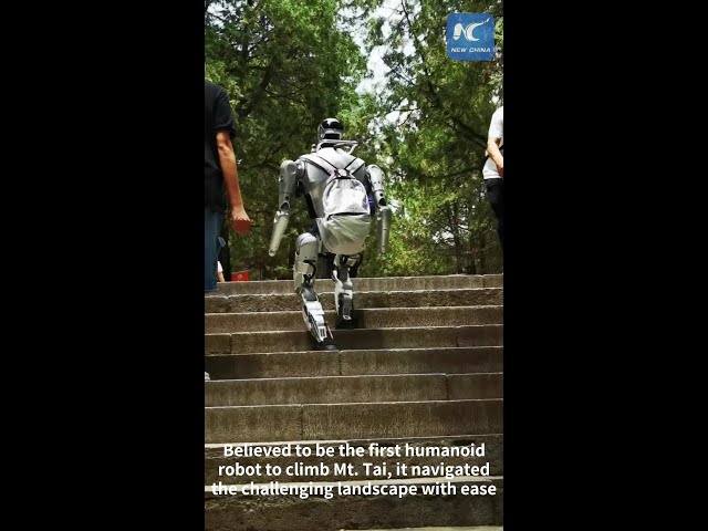 Humanoid scales Mount Tai