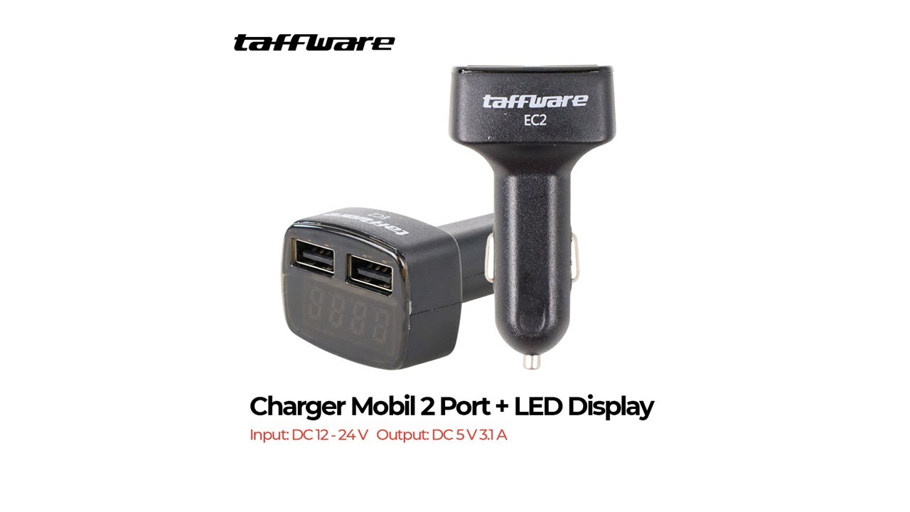 Pratinjau video produk Taffware Car Charger Mobil LED Display Dual USB Cigarette Plug 3.1A - EC2
