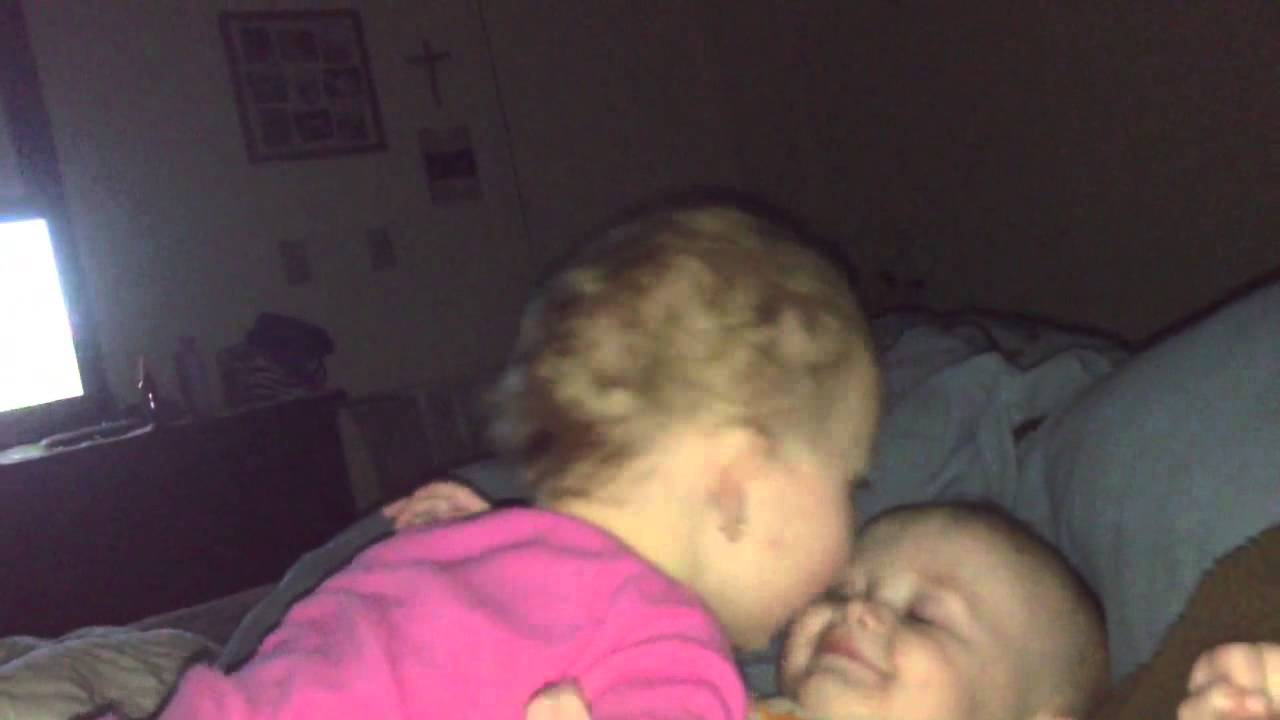 Sister Kissing Little Brother - Funny Baby - YouTube