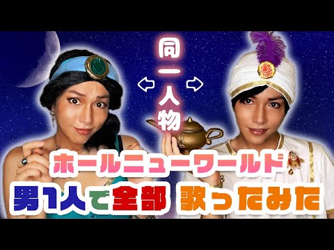 【超アラジン】ホールニューワールド 男1人で全部歌ってみた【ディズニー】(パート分け・歌詞つき)