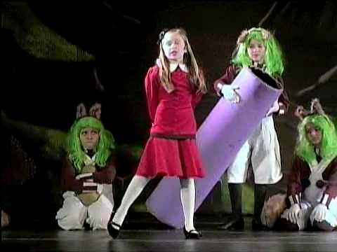 Annie Baltic (8) as Veruca in WILLY WONKA singing I WANT IT NOW!