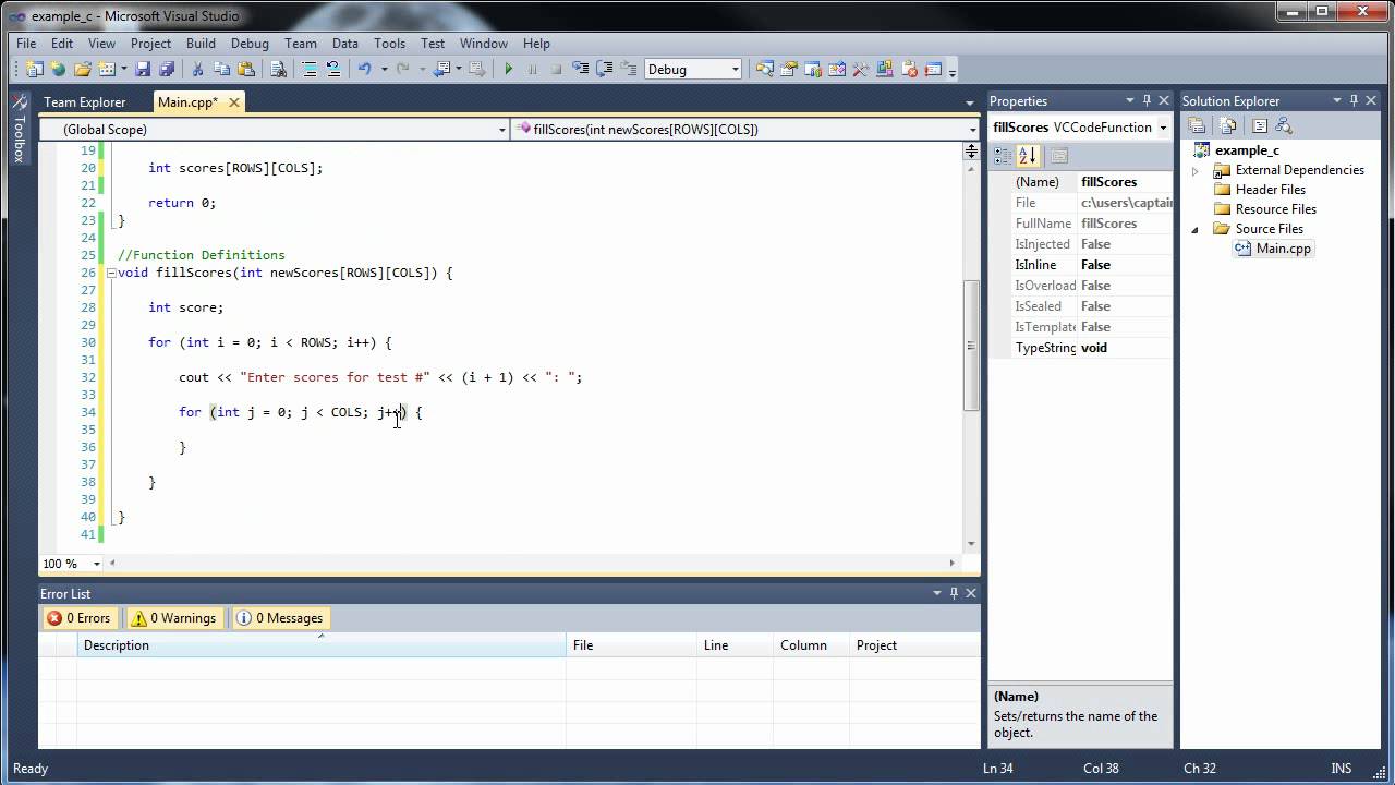 pass 2d array to function c++