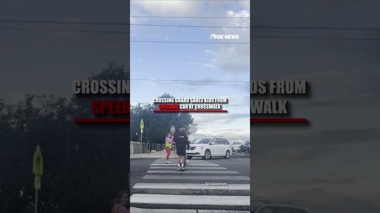SEE IT: BRAVE crossing guard saves kids from incoming car