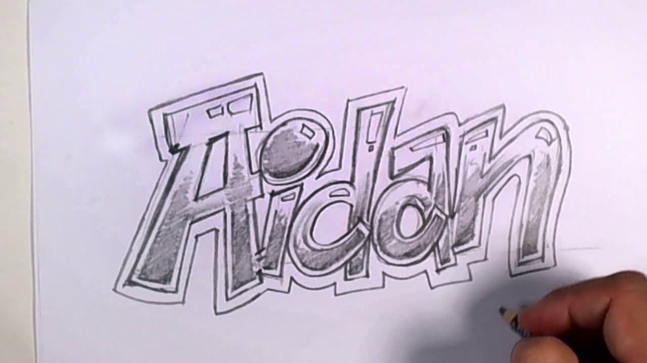 Graffiti Writing Aidan Name Design #35 in 50 Names Promotion - YouTube