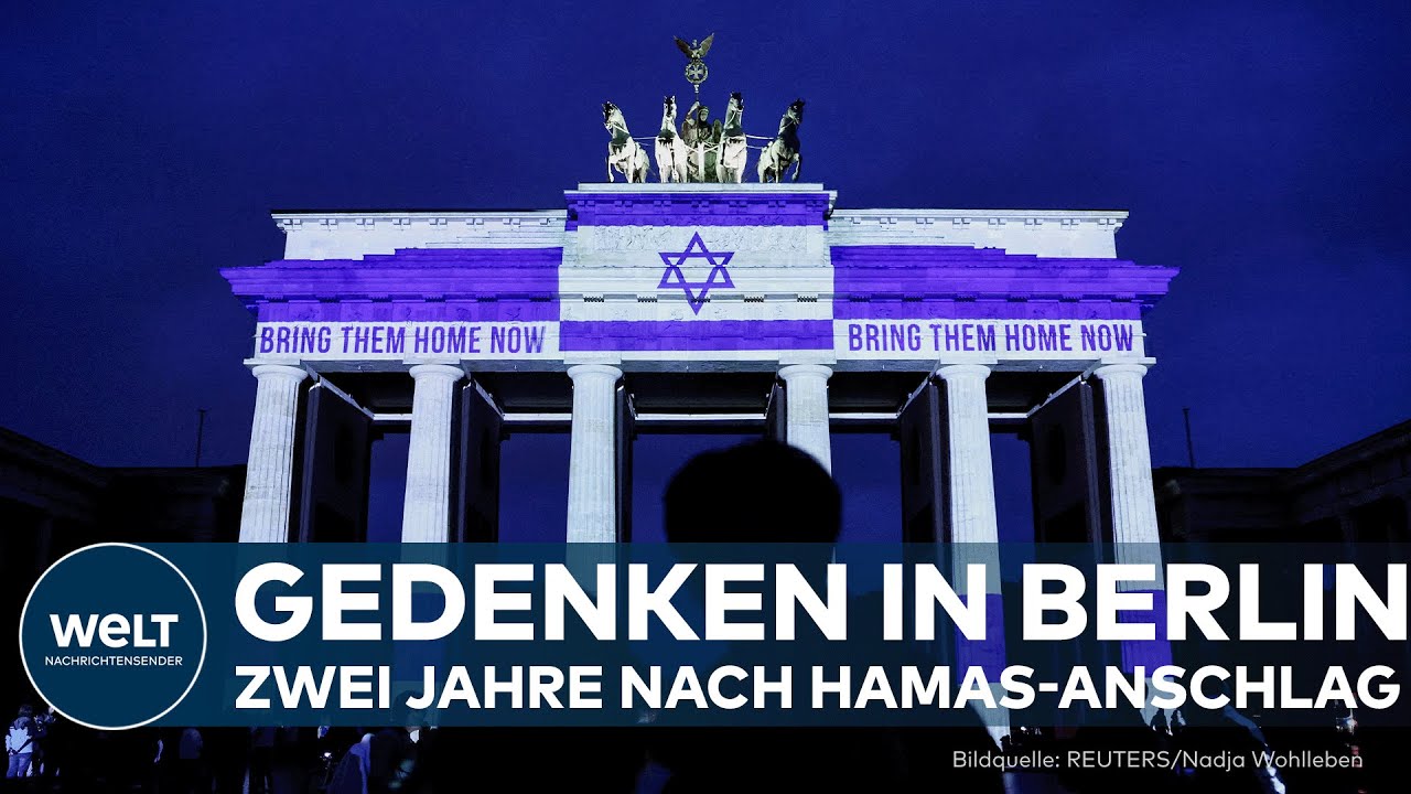 BERLIN: Zwei Jahre nach Hamas-Anschlag – Brandenburger Tor leuchtet in den Farben Israels!