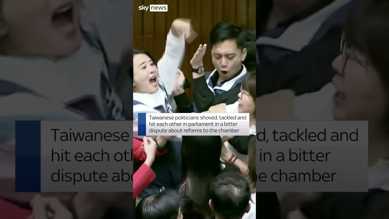 Politicians scuffle in Taiwanese parliament over chamber reforms