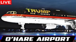 🔴LIVE TRUMP FORCE ONE NIGHT LANDING at CHICAGO O'HARE AIRPORT I AVGEEK ORD PLANES