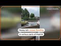 Social media videos shows flooding across Madrid