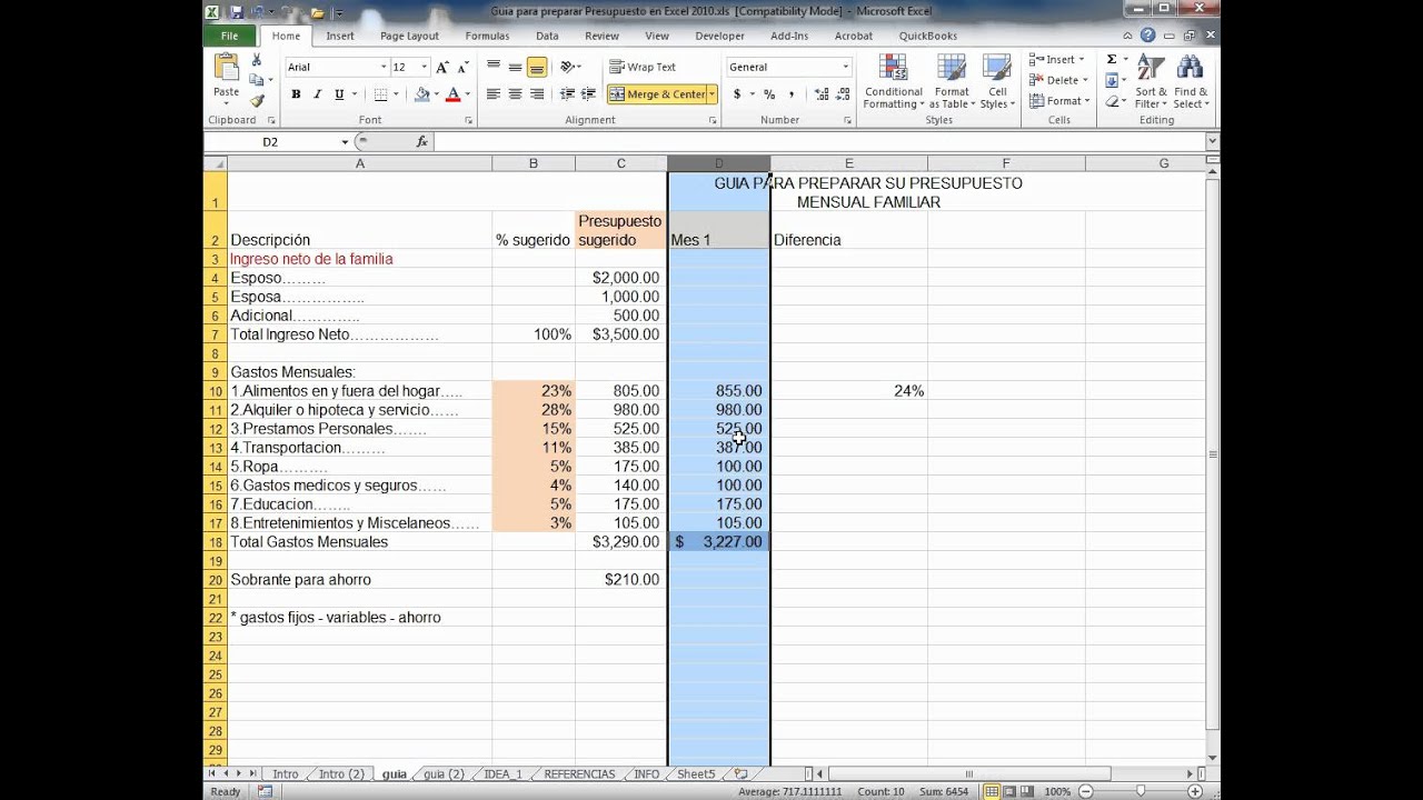 Guia Para Preparar Presupuesto En Excel 2010 Youtube 9962