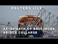LIVE: View of wreck of Baltimore bridge after cargo ship collision