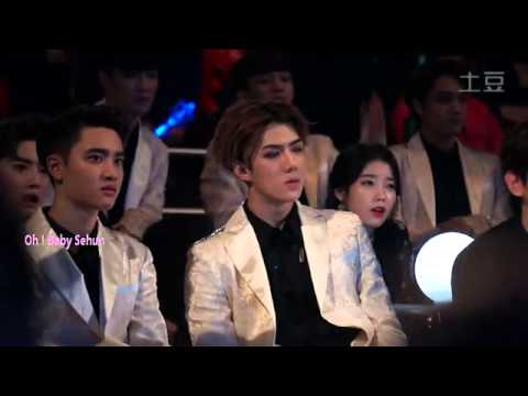 EXO x IU Watching GDxTaeyang Good Boy MAMA2014