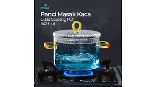 Pratinjau video produk One Two Cups Panci Kaca Glass Cooking Pot Tahan Panas Api 15cm - KC008