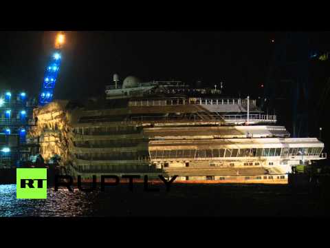 Video: Salvage of wrecked Costa Concordia cruise ship completed