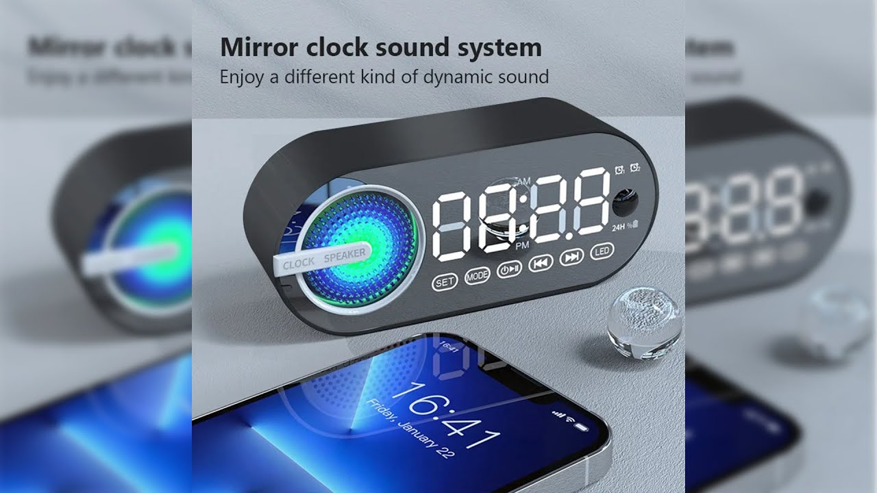 Pratinjau video produk Mosizave Speaker Bluetooth Portable Digital Alarm Clock 1200mAh - G30
