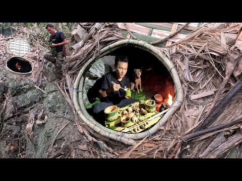 100 days of adventure in the forest, building the safest cave shelter, mah survival