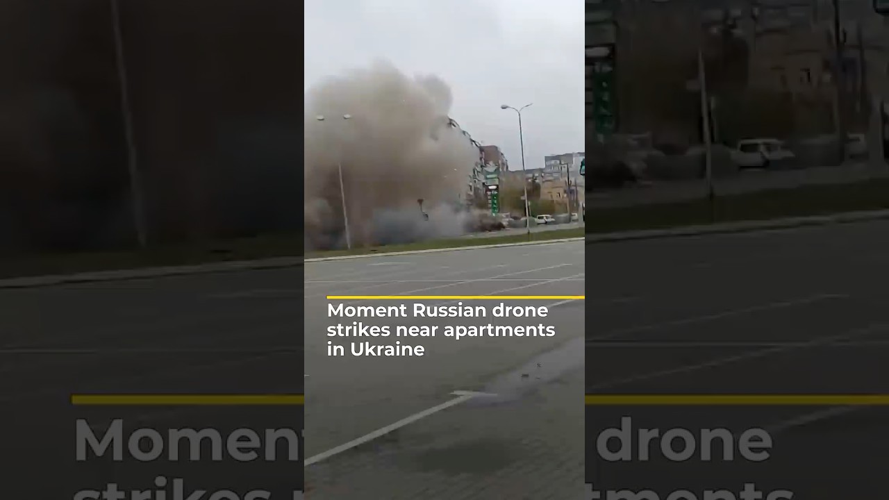 Moment Russian drone strikes near apartments in Ukraine | AJ shorts
