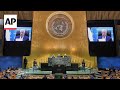 Palestinian president speaks over video at UN after US denied his visa