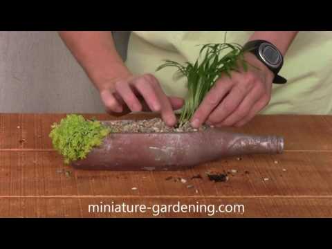 How to Compose a Fairy Garden Bottle Planter - Video by Miniature Gardening