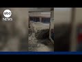 Video shows massive wave slam military base