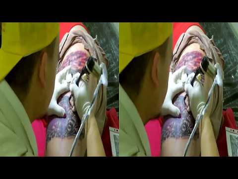 First go at time lapse SBS 3D video (under sea light house Thigh tattoo by Fluntboy)