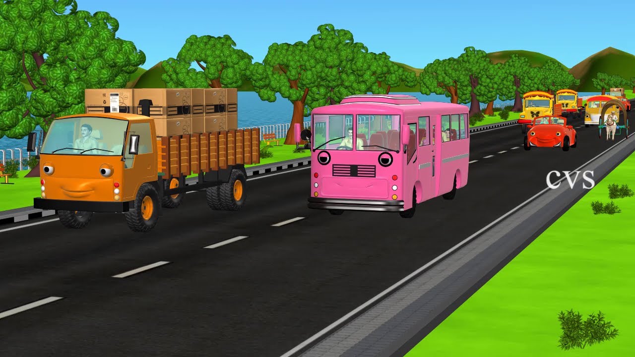 The Wheels on the Bus go round and round ( Vehicles ) -3D Animation ...