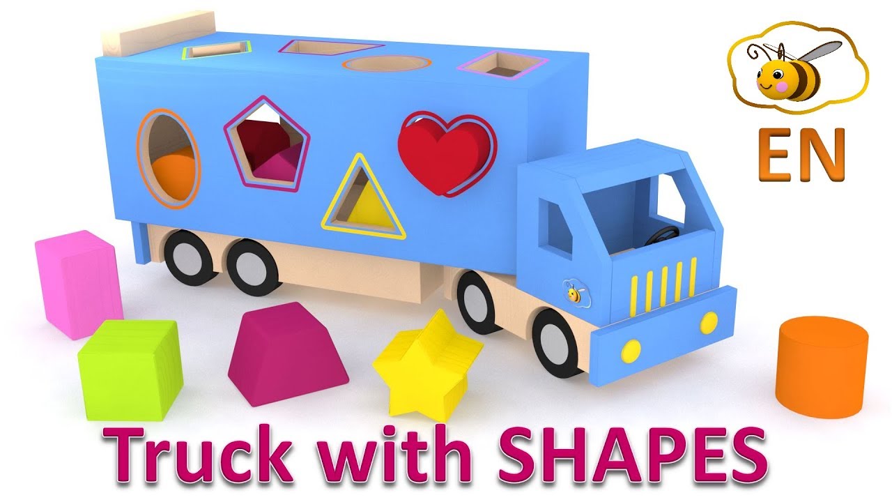 learn shapes with wooden truck toy