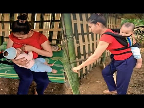 Single mother - makes a new bed for mother and child, both mother and child are happy