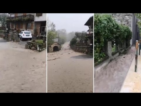 Maltempo nel Piacentino, a Mareto le strade invase da fango e acqua