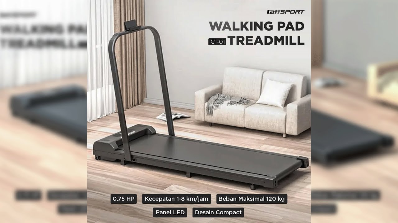 Pratinjau video produk TaffSPORT Walking Pad Alat Fitness Gym Remote Treadmill 0.75 HP - C1-01
