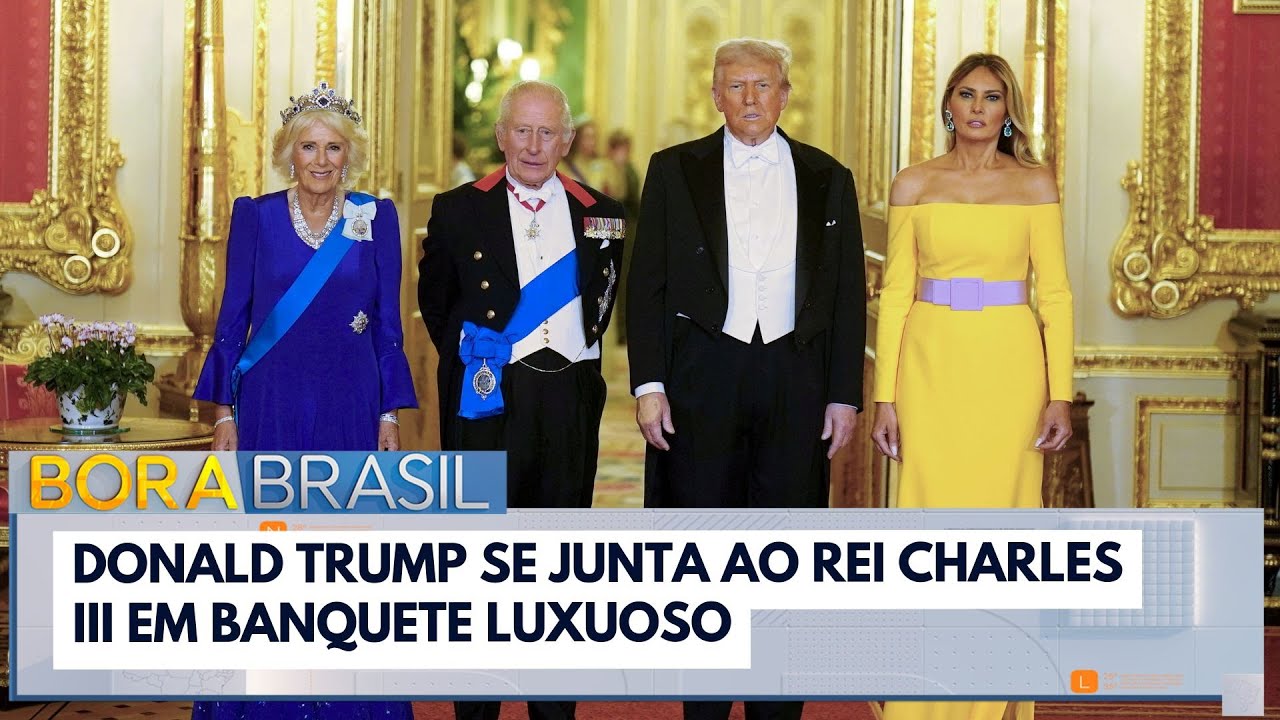 Donald Trump se junta ao rei Charles III em banquete luxuoso