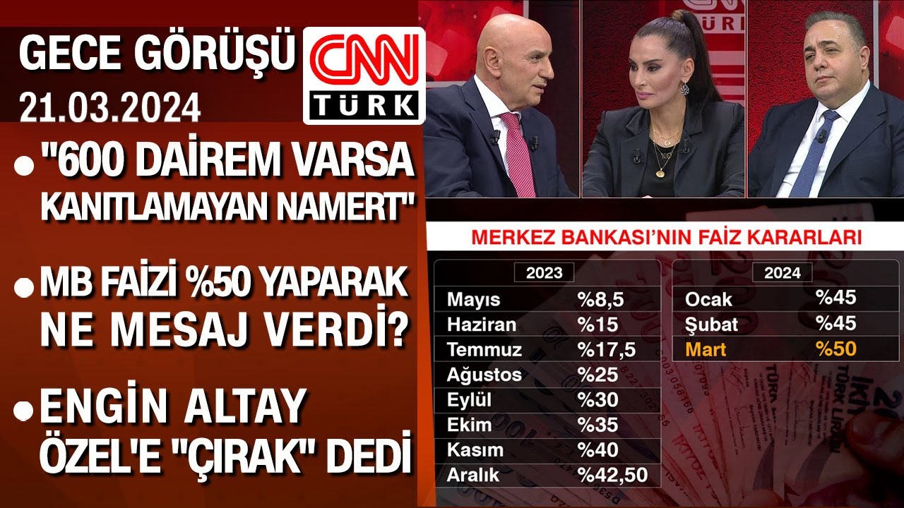 Ankara'da "mal varlığı" polemiği | MB, faizi %50 yaparak ne mesaj verdi? - Gece Görüşü 21.03.2024