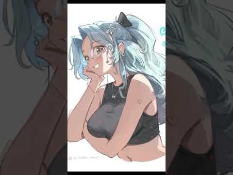 Drawing a cute girl with glasses 🩵 #characterart #procreateart #originacharacter #characterdesign