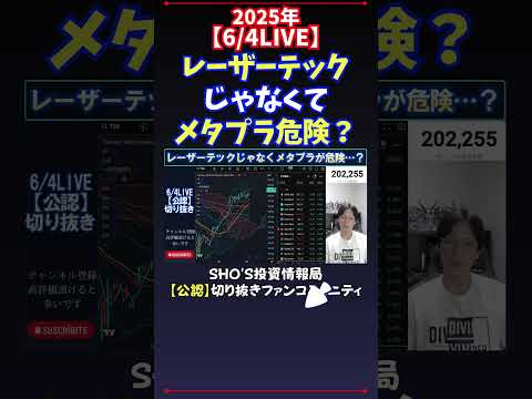 経済金融の動画サムネイル - 【6/4LIVE】レーザーテックじゃなくてメタプラ危険？ #日経平均株価  #投資