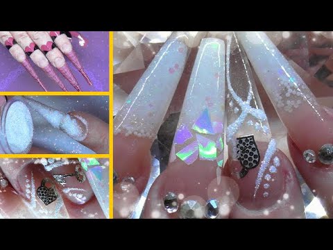 Winter Wedding With Glass Lock & Key Sculpted Acrylic Nails | ABSOLUTE NAILS
