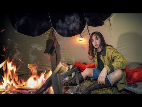 해발 800M 산정상에서 나홀로 보내는 가을 캠핑🔥 / 솔로캠핑/ 차박 / mukbang / 백순대볶음 / 새우🔥소금구이