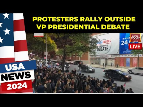 Walz Vs Vance Debate Live | Massive Protests Outside US Vice Presidential Debate | US Election News