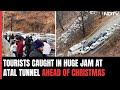 Massive Traffic Jam Near Himachals Atal Tunnel Ahead Of Christmas