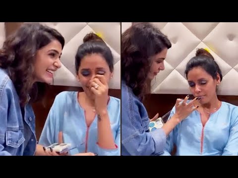 Actress Samantha making super fun with her close friend Actress Samantha making super fun with her close friend