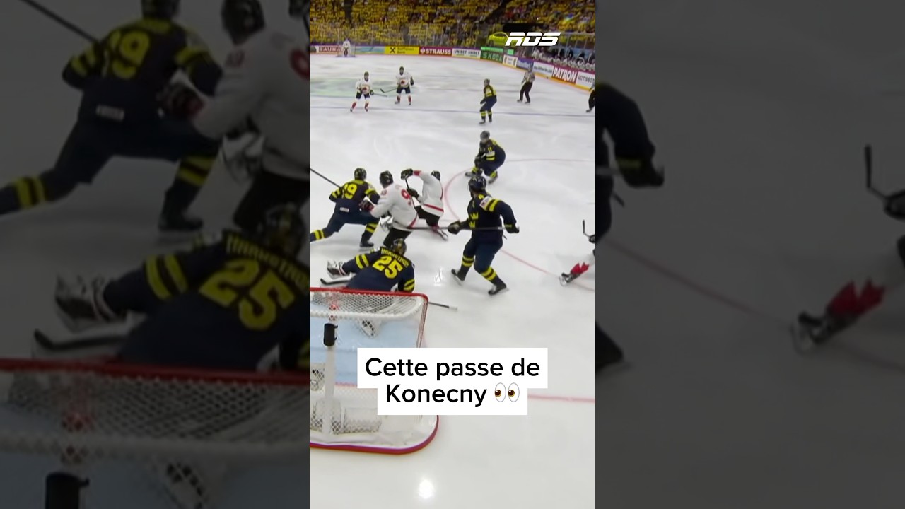 Travis Konecny offre un but sur un plateau d'argent à Nathan MacKinnon! 5-2 Canada. 🇨🇦#IIHF