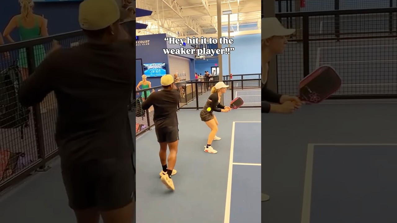 Hitting into the weaker pickleball player 😂