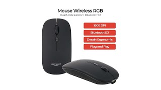 Pratinjau video produk Taffware Optical Wireless Mouse Silent Click RGB 2.4GHz Bluetooth 5.0 - DC001