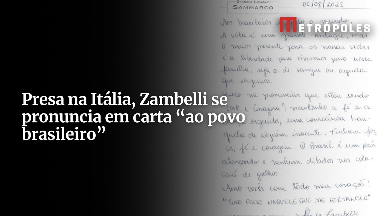 Presa na Itália Zambelli se pronuncia em carta ao povo brasileiro
