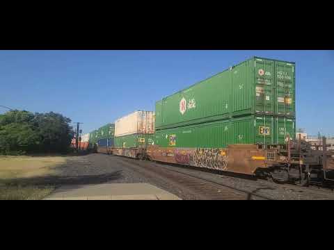 Union Pacific 7183 leads an intermodal in Roseville, CA